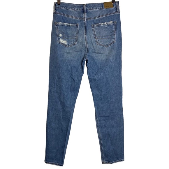 American Eagle Mom Jean High Rise Tapered Leg Distressed Jean Rigid Denim 4 - Picture 2 of 15